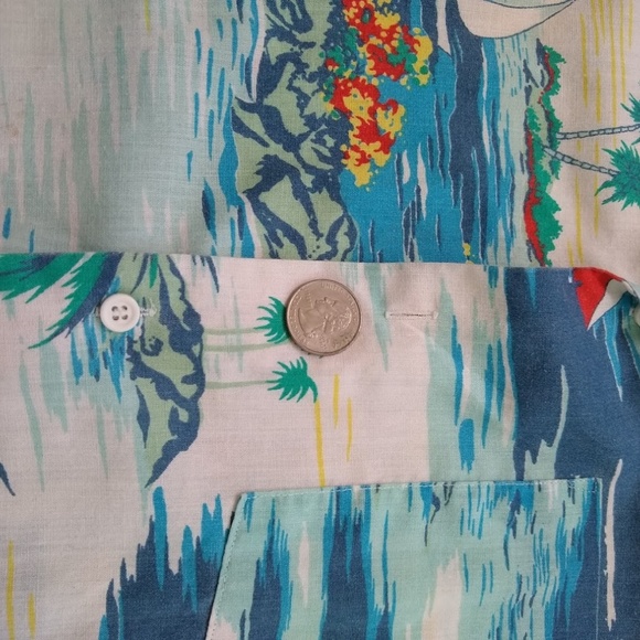 Vintage 80s Beach Print Button Down Shirt XL - Picture 5 of 8